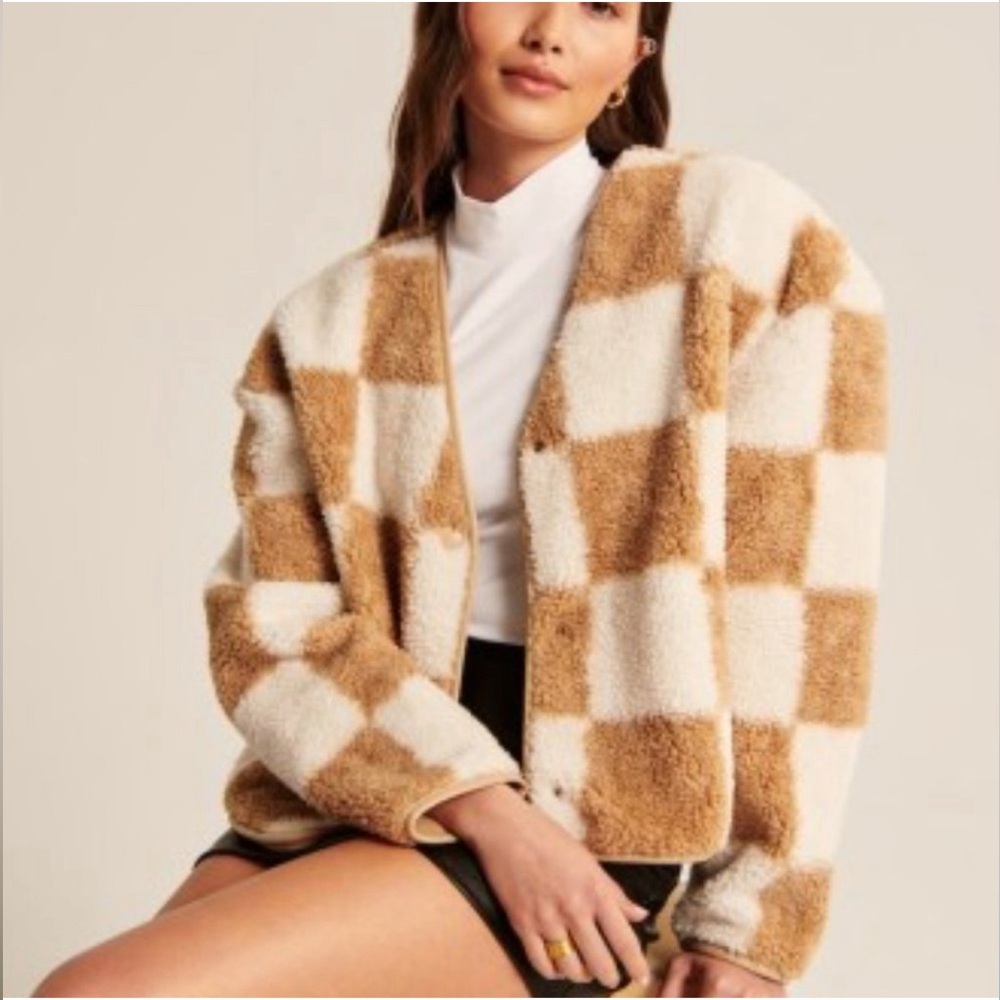 Abercrombie Brown Checkered Sherpa Liner Jacket